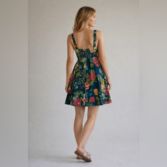 Sézane Salie Floral Print Fit & Flare Sundress in Navy Multicolor Size Us 8 - Picture 7 of 16